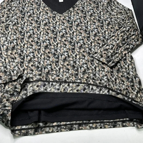 Croft & Barrow Womens Multi Color Pullover Blouse XL Black Tan 3/4 Sleeves Lined - Picture 4 of 11